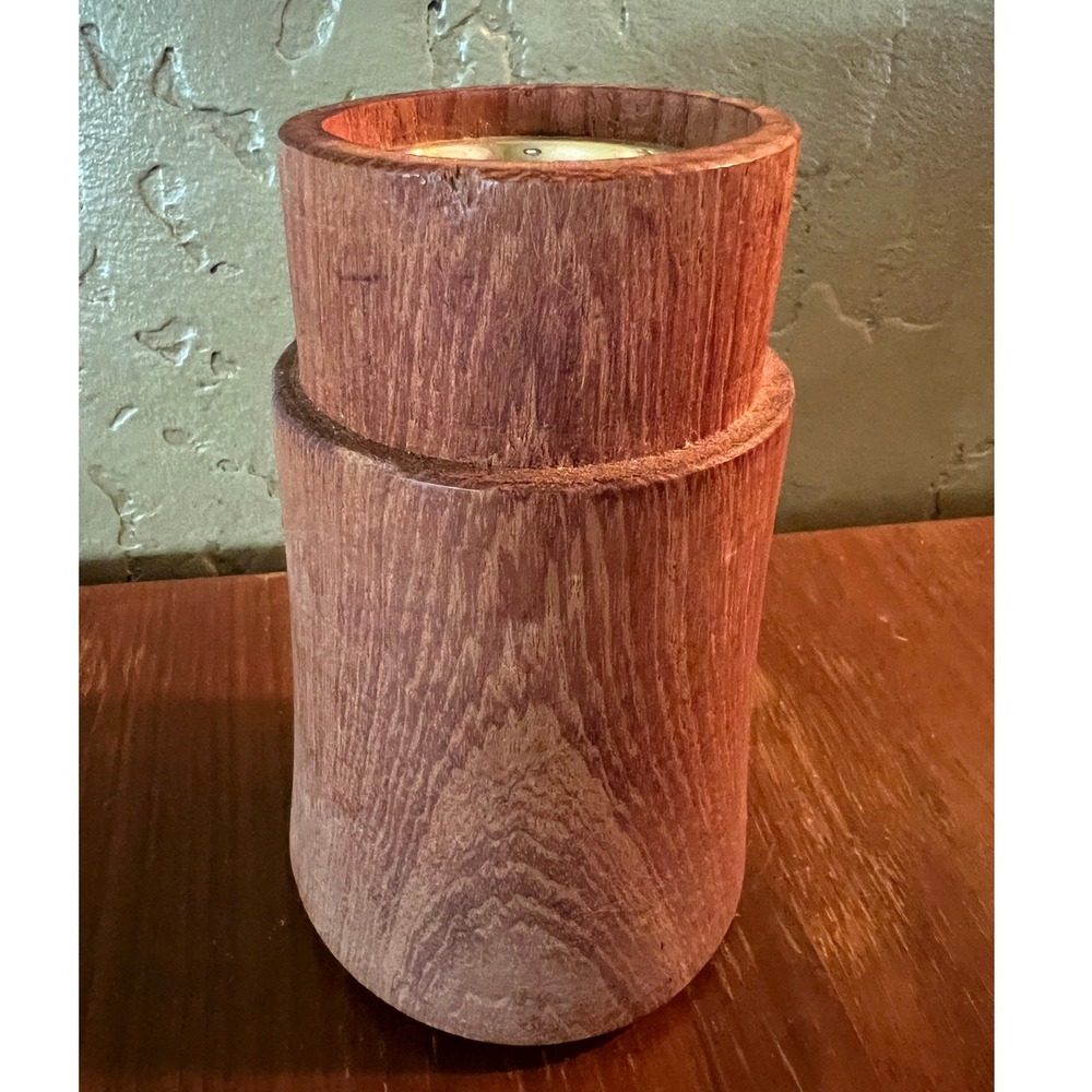 Vintage Dansk International Designs Wood Brass Candle Holder MCM Minimalist